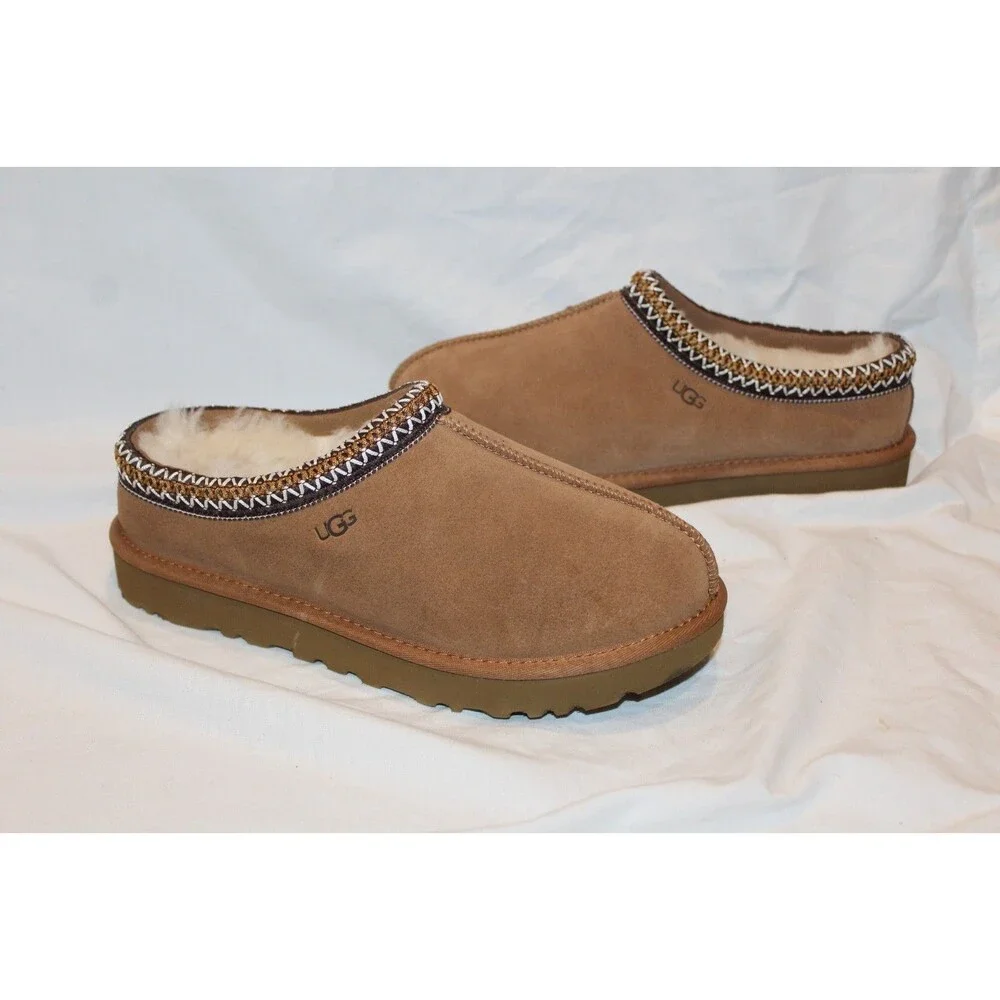 UGG MEN'S TASMAN II SUEDE SHEARLING LINED CLOG SLIPPERS CHESTNUT 11